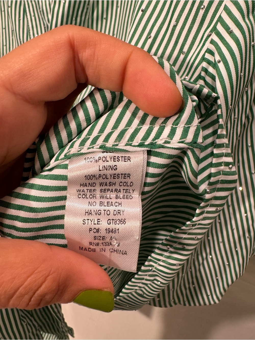 Glam Green Striped Rhinestone Wrap Blouse